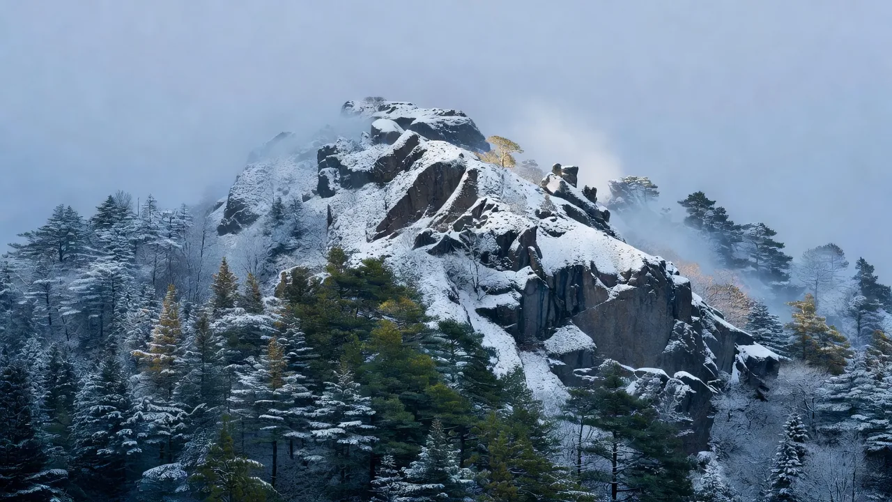 雪化粧した山の頂稜